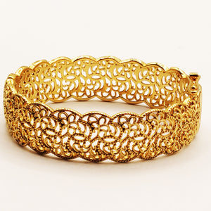 Bracelet Rigide Motifs Orientaux Luxe Mini Perles d'imitation Dorées