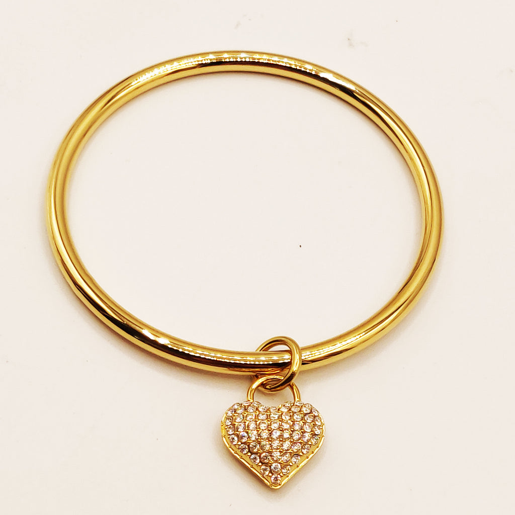 Bracelet Rigide Coeur Cristaux Luxe