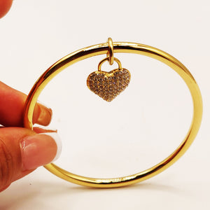 Bracelet Rigide Coeur Cristaux Luxe