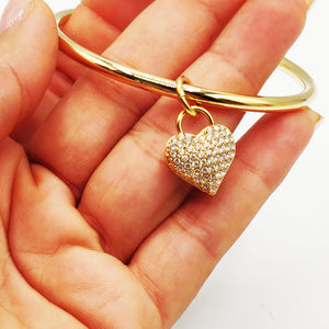 Bracelet Rigide Coeur Cristaux Luxe