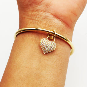 Bracelet Rigide Coeur Cristaux Luxe