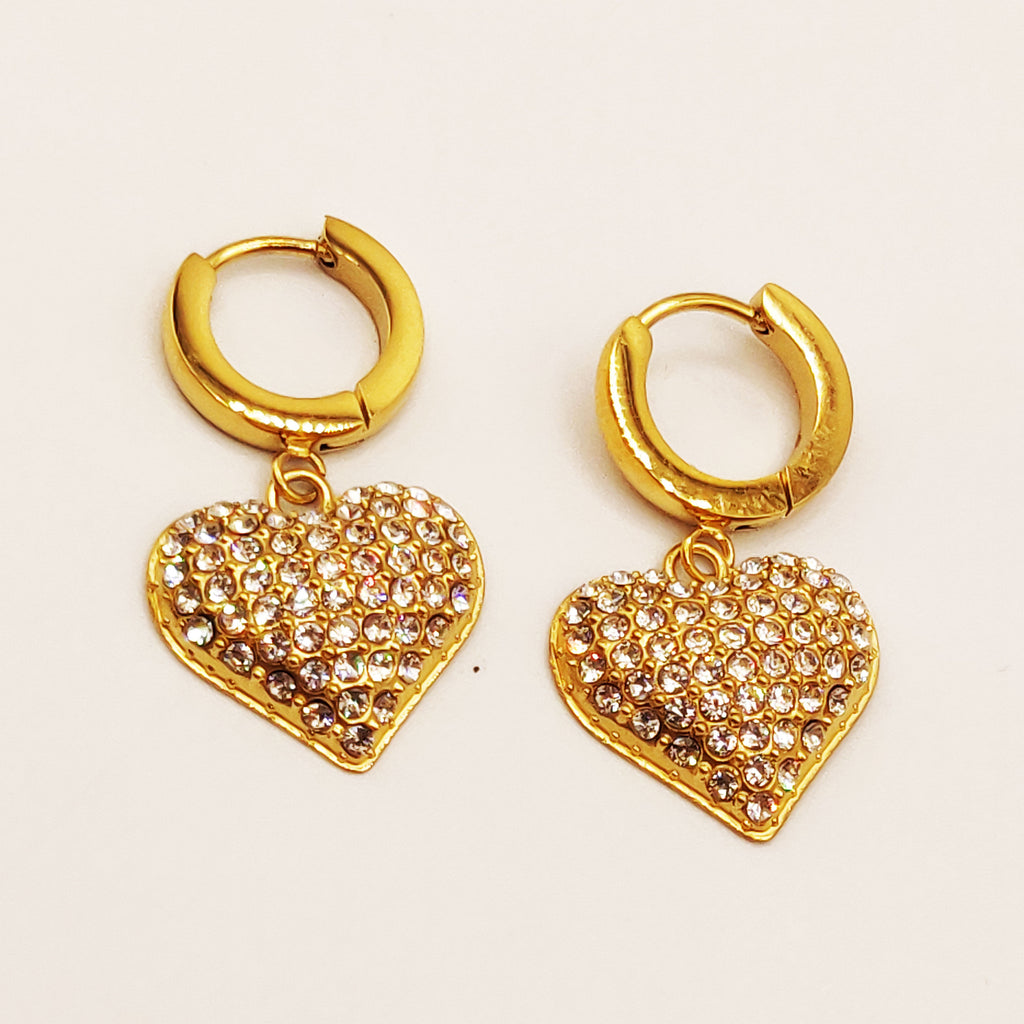 Boucles d'oreilles Coeur Cristaux Luxe