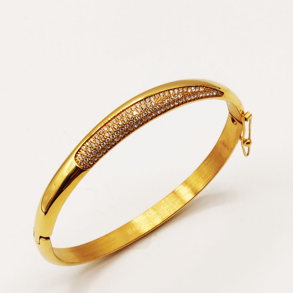 Bracelet Rigide Ligne en Goutte Cristaux Luxe