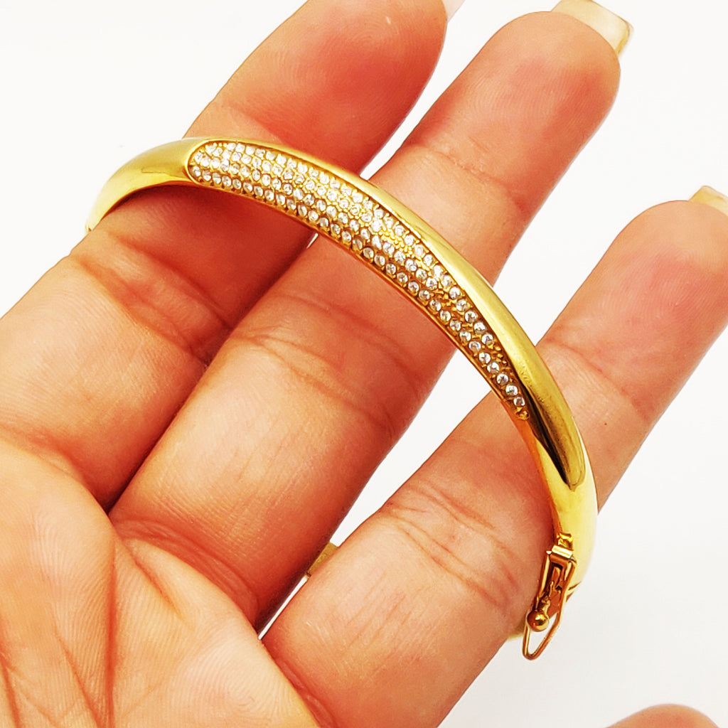 Bracelet Rigide Ligne en Goutte Cristaux Luxe