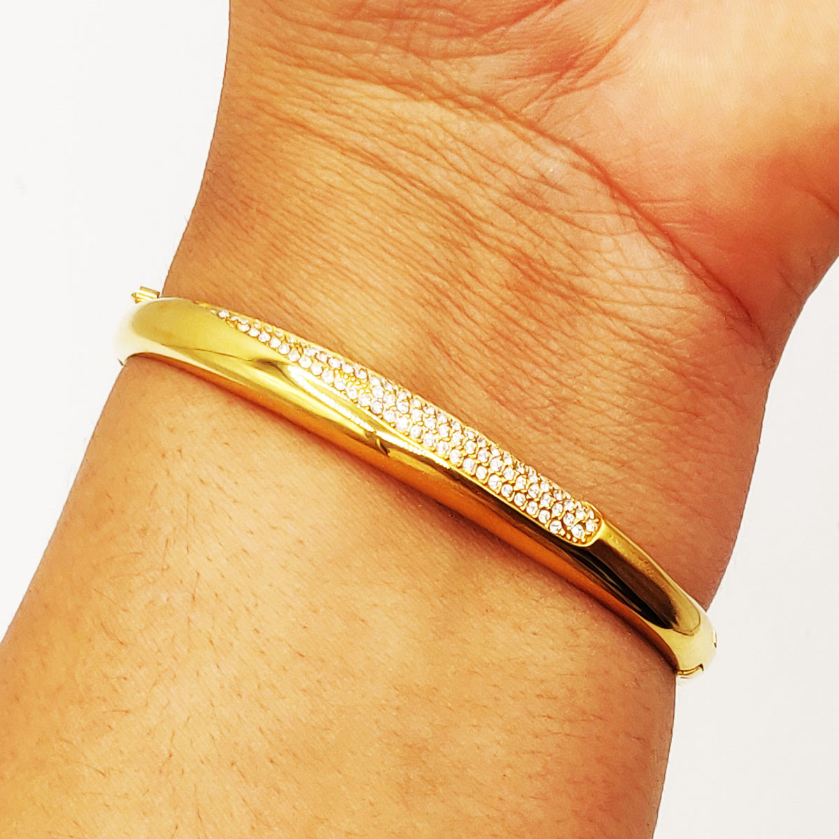 Bracelet Rigide Ligne en Goutte Cristaux Luxe