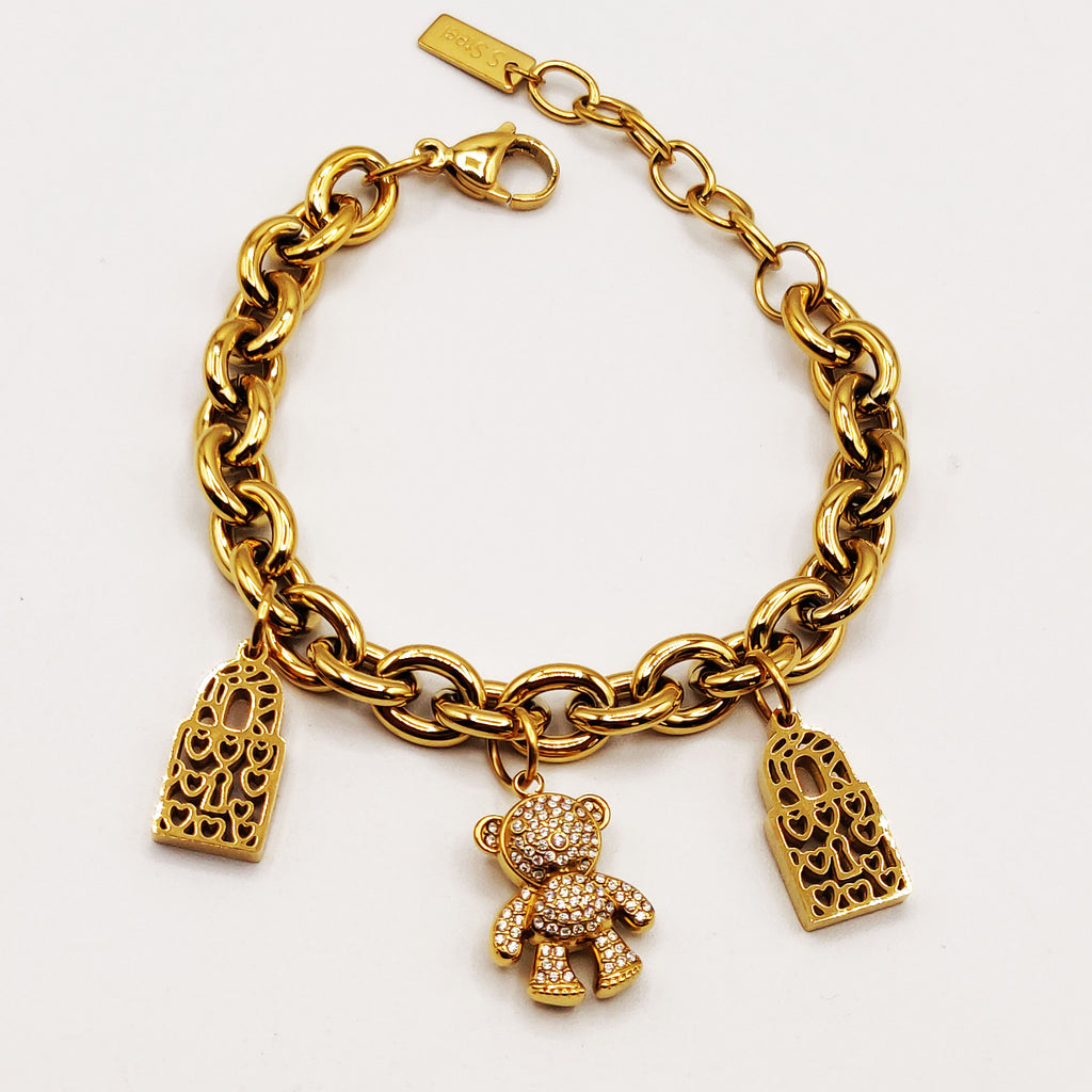 Bracelet Bibelots Bab El Mansour et Oursons Cristaux Luxe