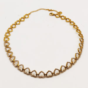 Collier Ras de Cou Multi Coeurs Reliés Cristaux