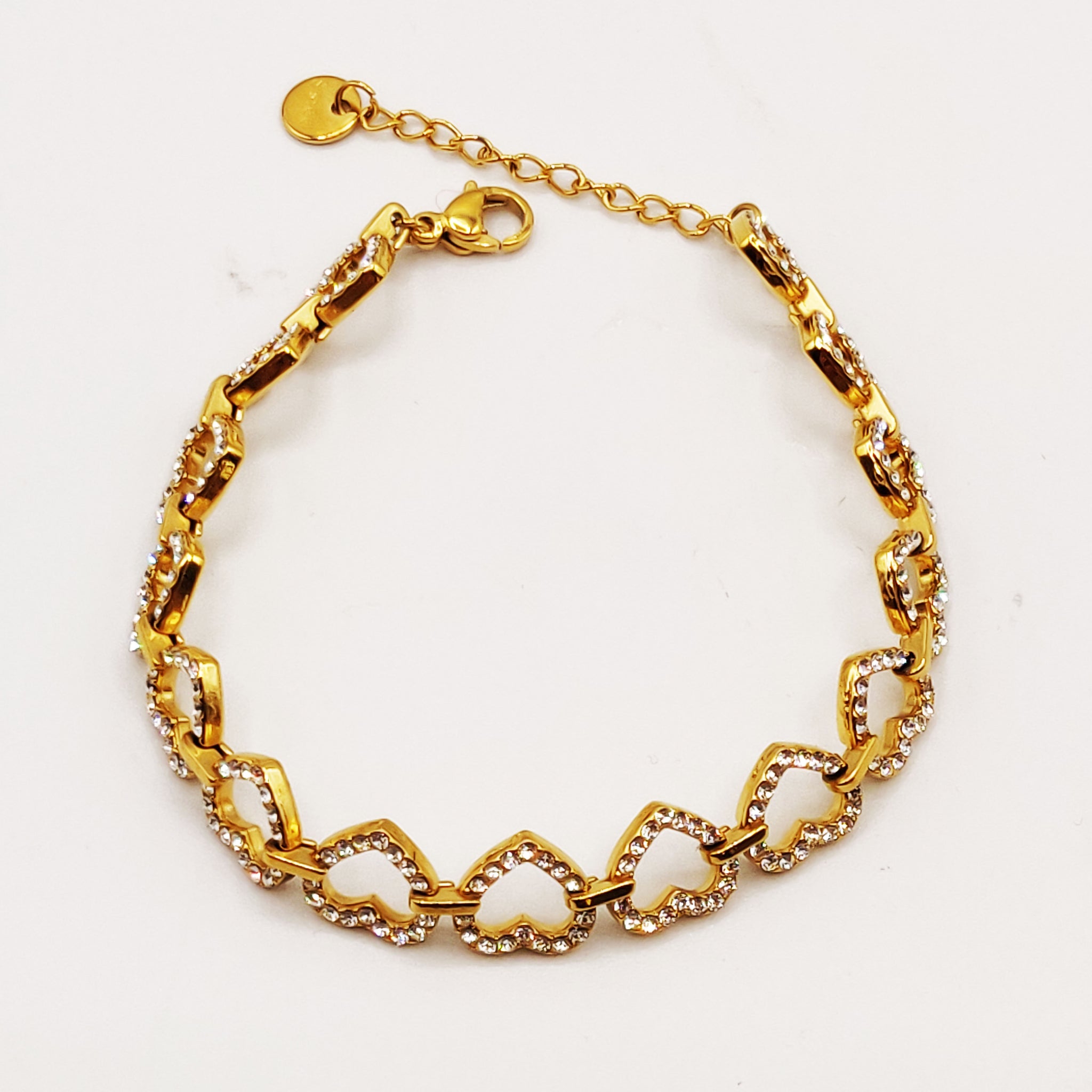 Bracelet Multi Coeurs Reliés Cristaux
