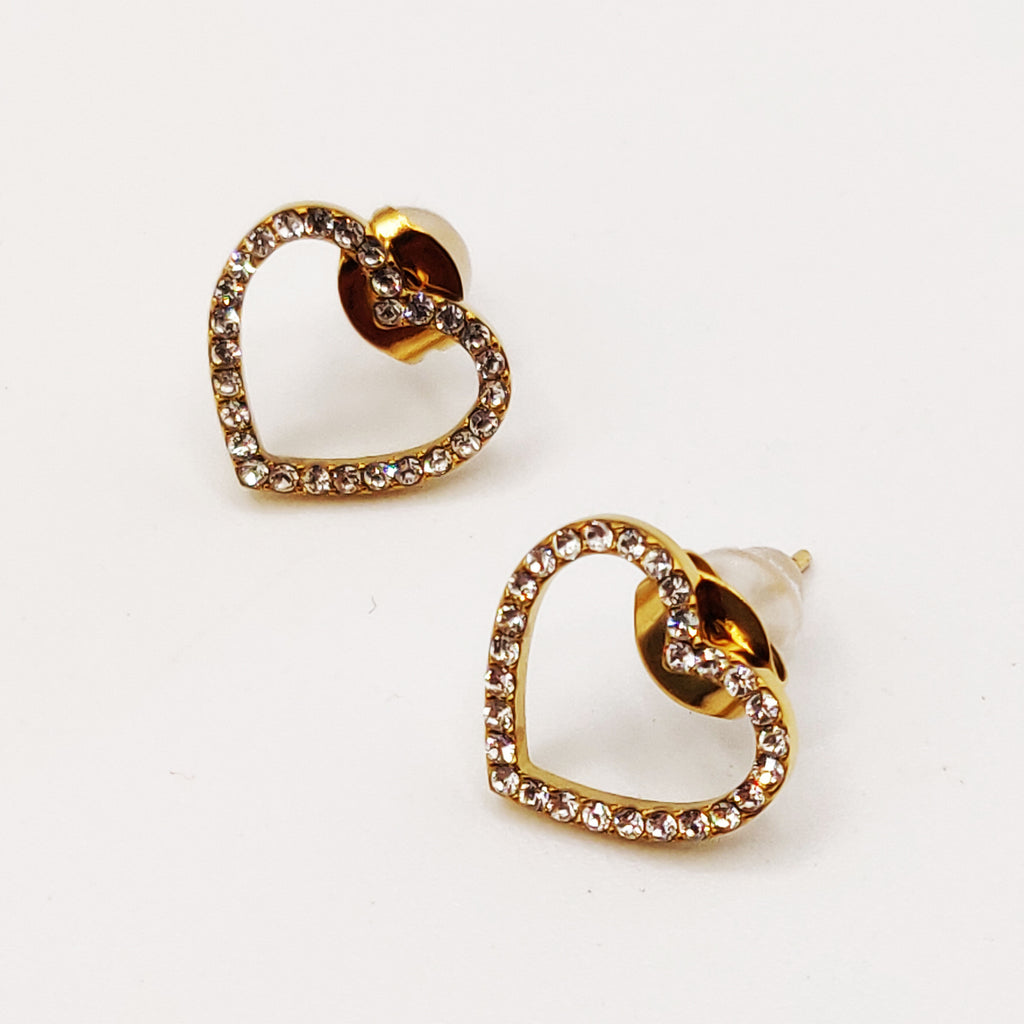 Boucles d'oreilles Multi Coeurs Reliés Cristaux