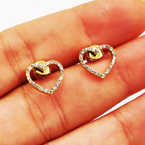 Boucles d'oreilles Multi Coeurs Reliés Cristaux