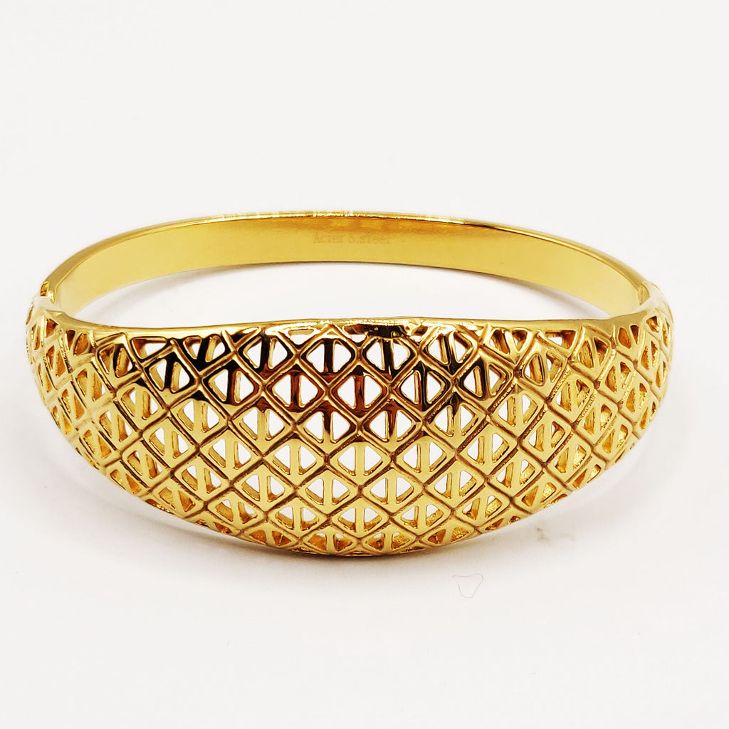 Bracelet Rigide Motifs Losanges Orientaux Luxe