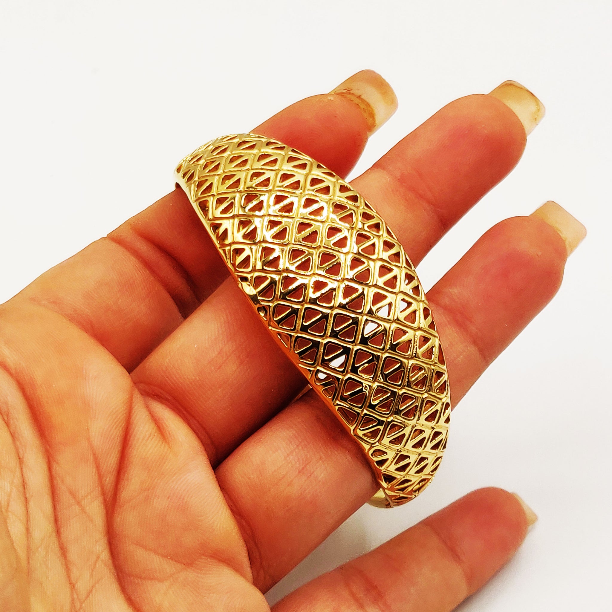 Bracelet Rigide Motifs Losanges Orientaux Luxe