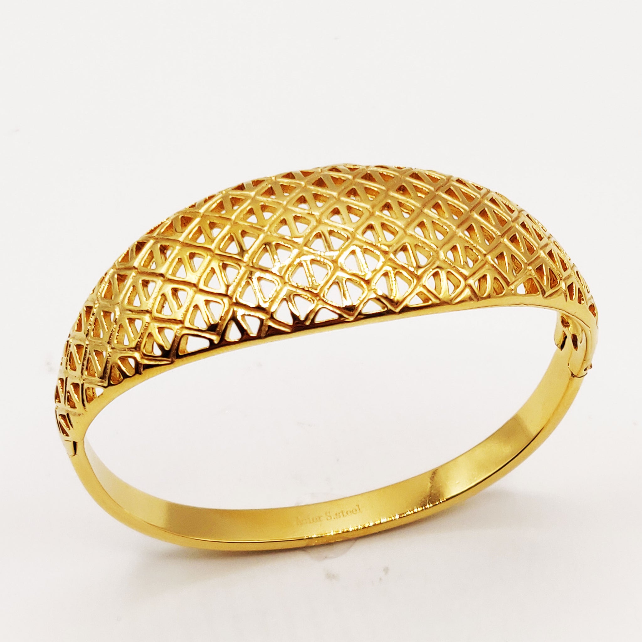 Bracelet Rigide Motifs Losanges Orientaux Luxe