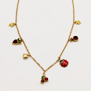 Collier Bibelots Cerises et Coccinelle Luxe