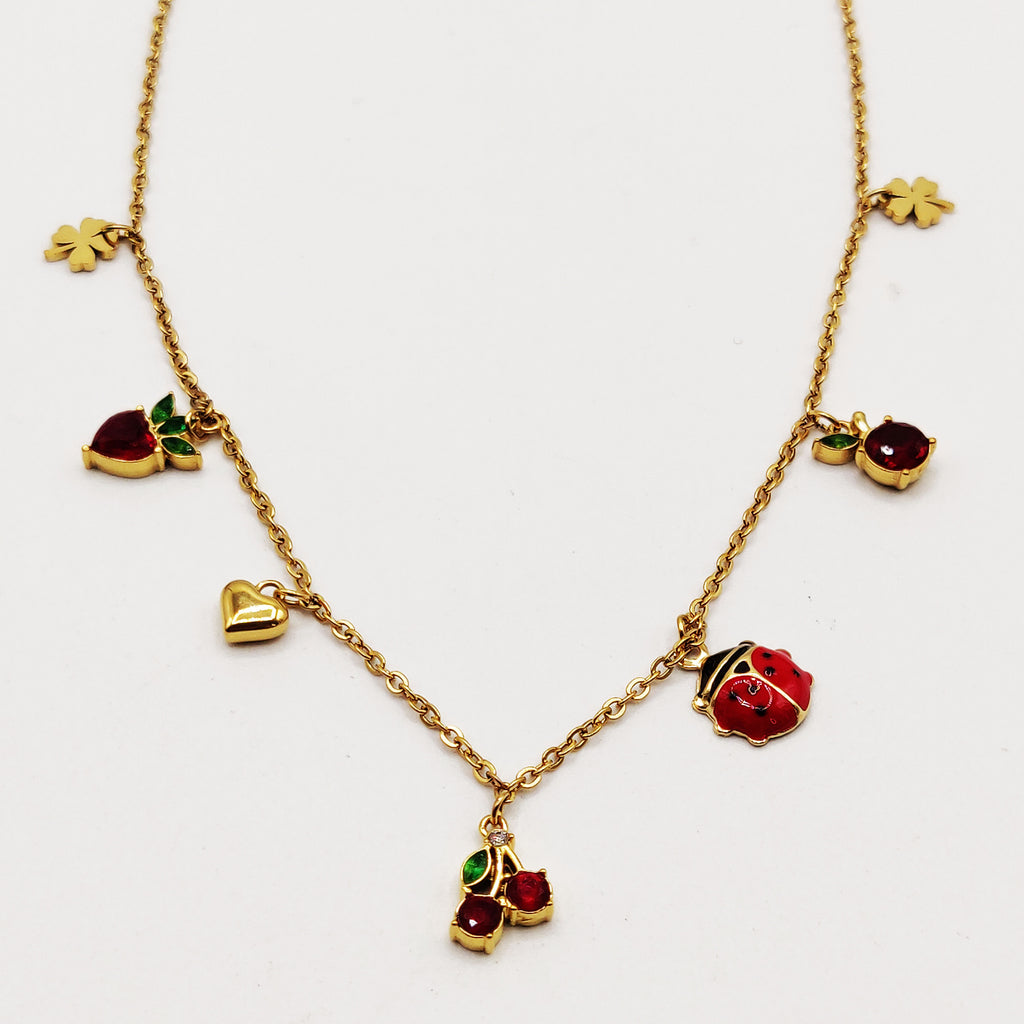 Collier Bibelots Cerises et Coccinelle Luxe