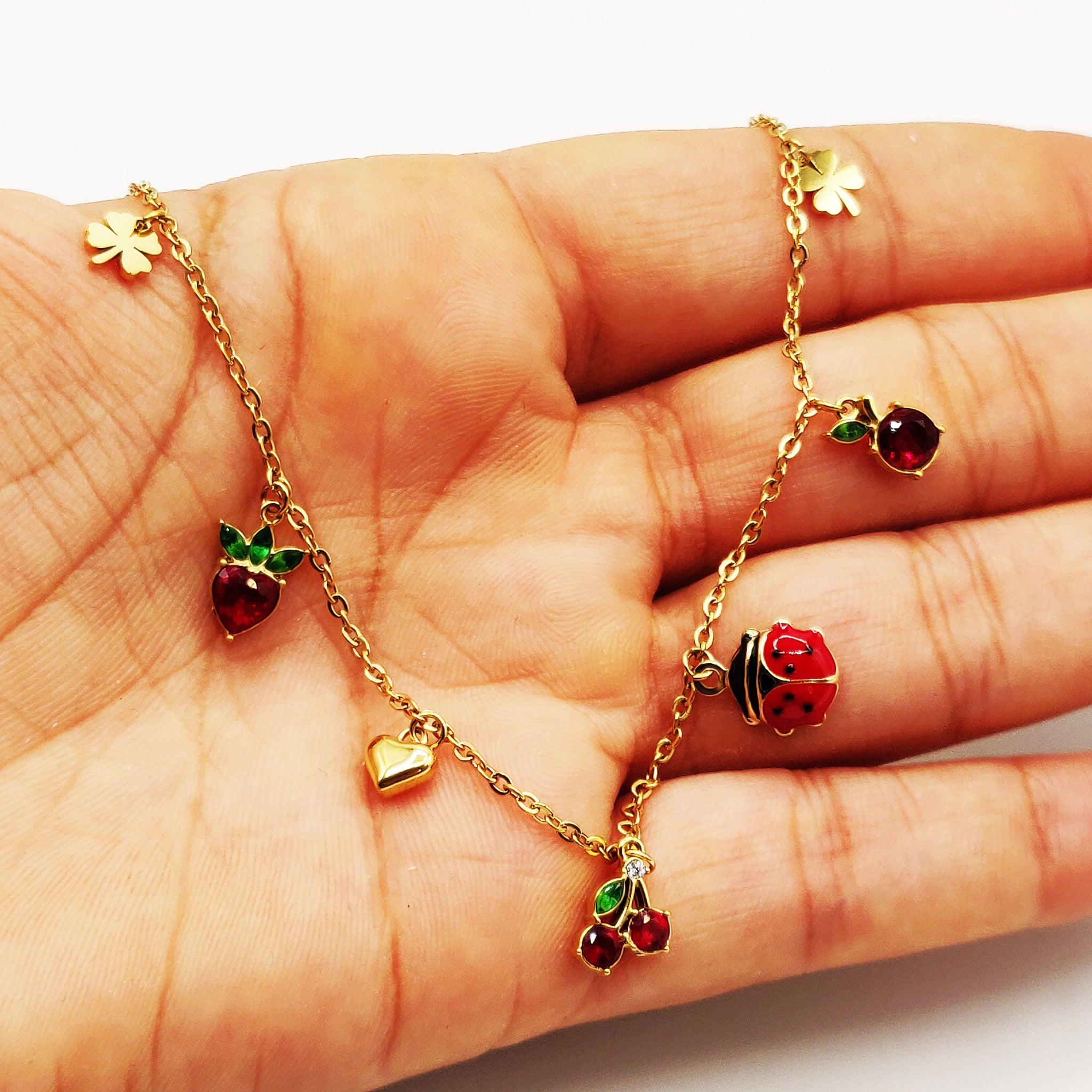 Collier Bibelots Cerises et Coccinelle Luxe