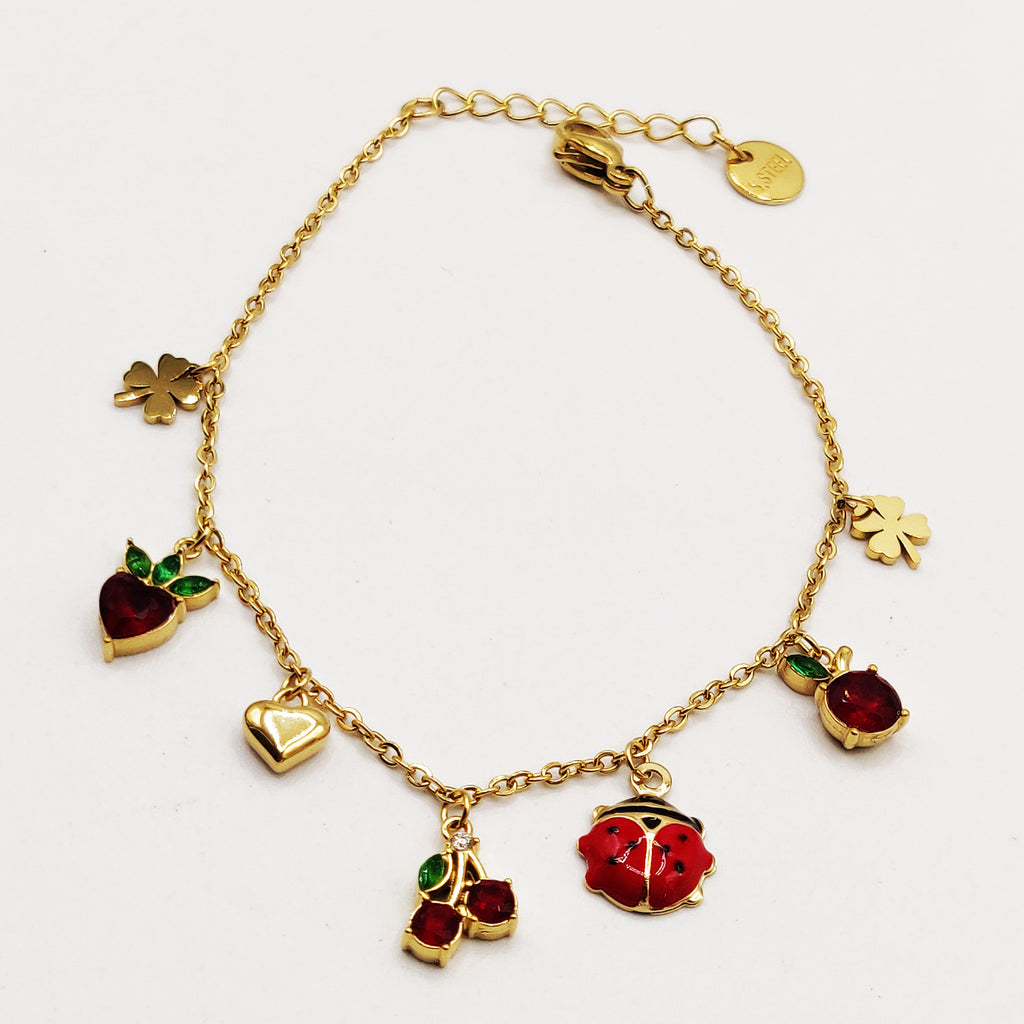 Bracelet Bibelots Cerises et Coccinelle Luxe
