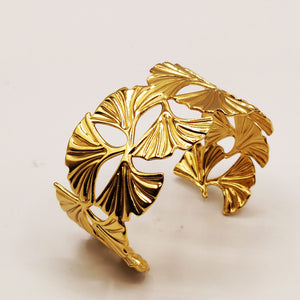 Bracelet Rigide Feuilles Stylish Luxe