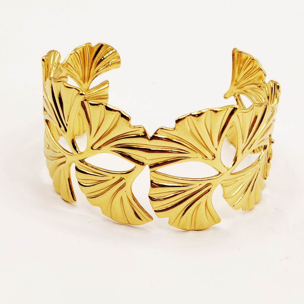 Bracelet Rigide Feuilles Stylish Luxe