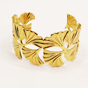 Bracelet Rigide Feuilles Stylish Luxe