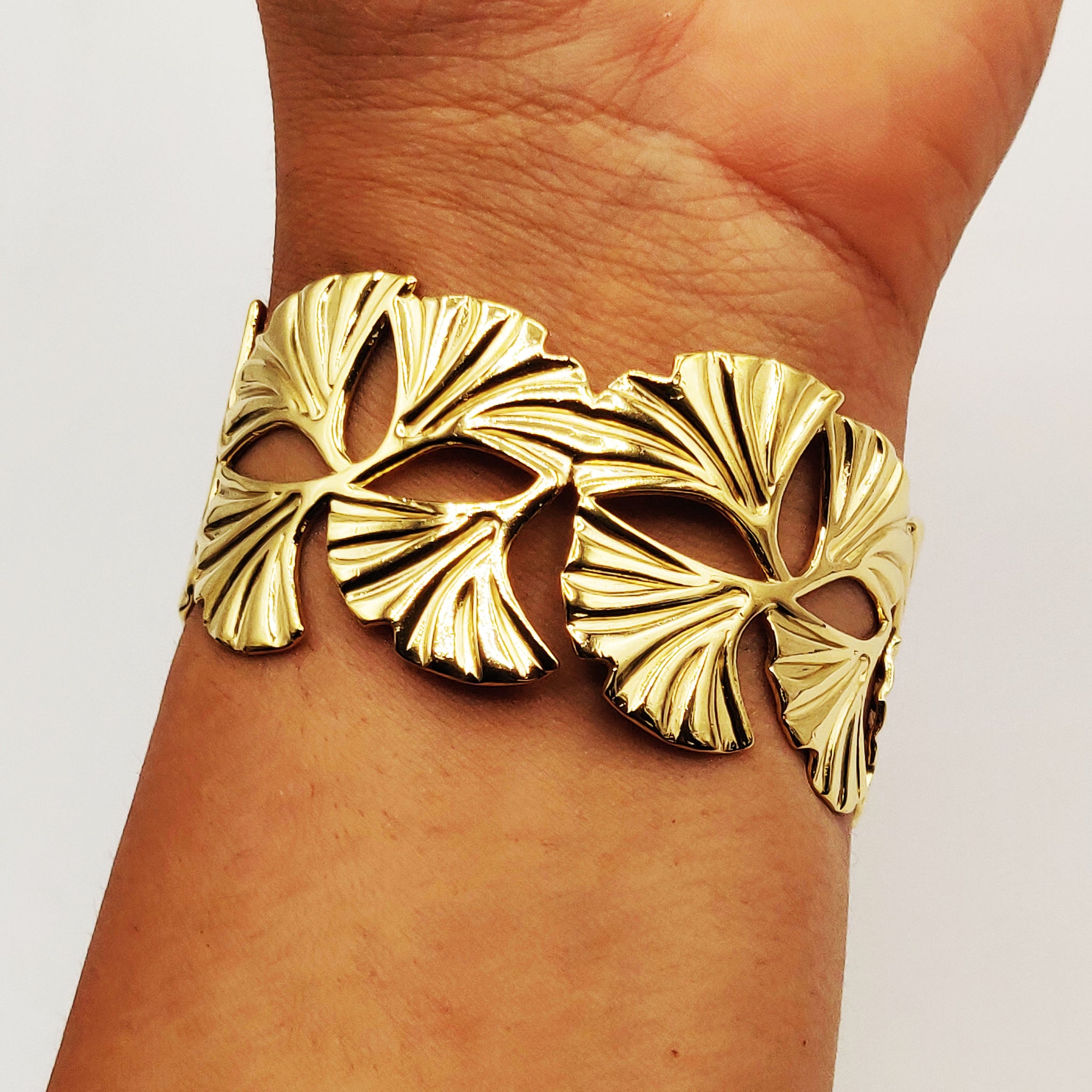 Bracelet Rigide Feuilles Stylish Luxe