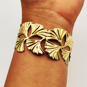 Bracelet Rigide Feuilles Stylish Luxe