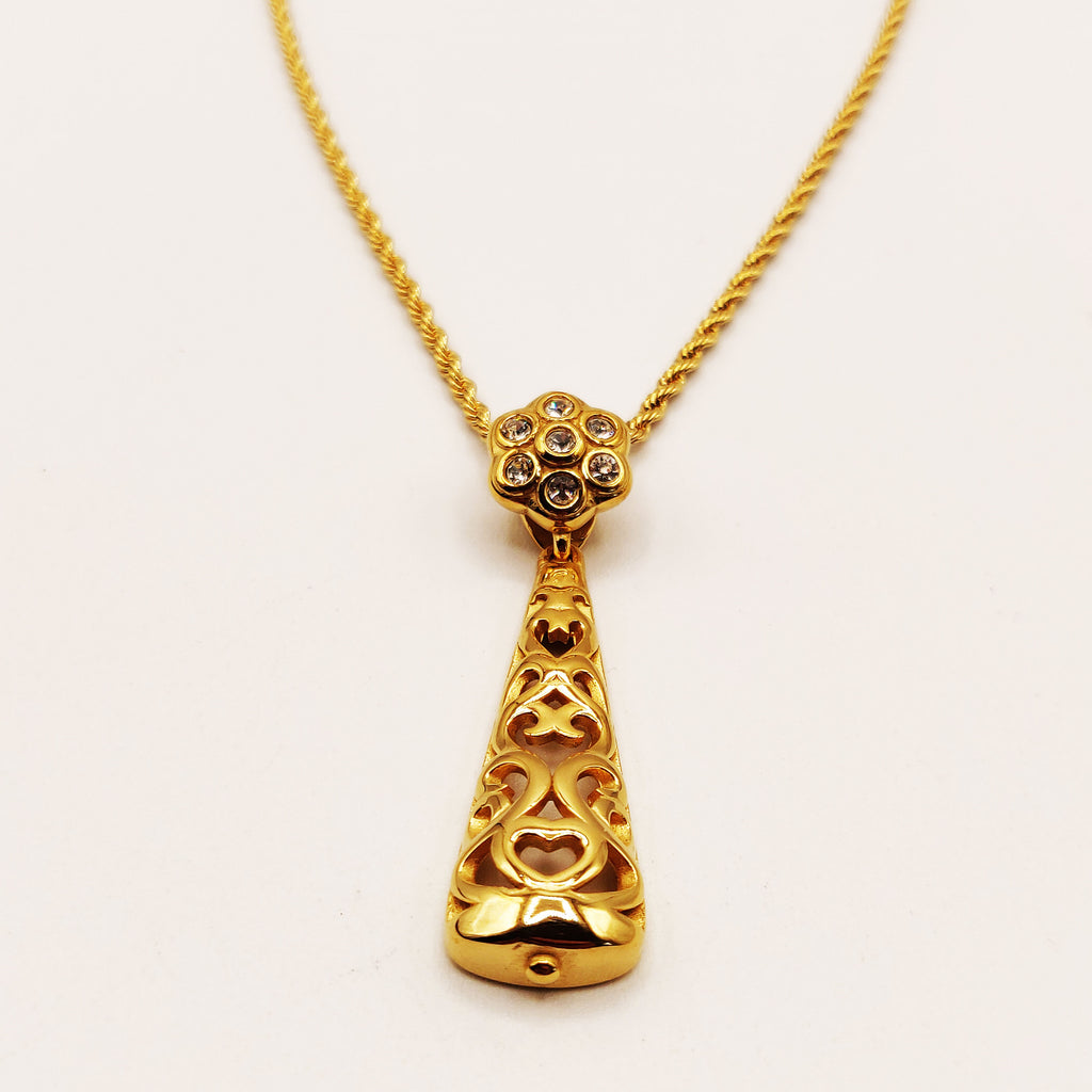 Collier Pendentif Motifs Orientaux et Fleur en Cristaux Luxe