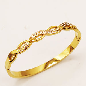 Bracelet Rigide Torsade Ligne Cristaux Luxe