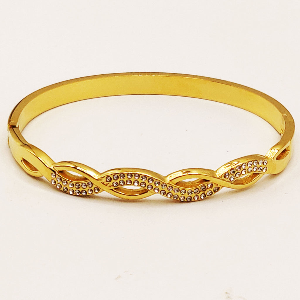 Bracelet Rigide Torsade Ligne Cristaux Luxe