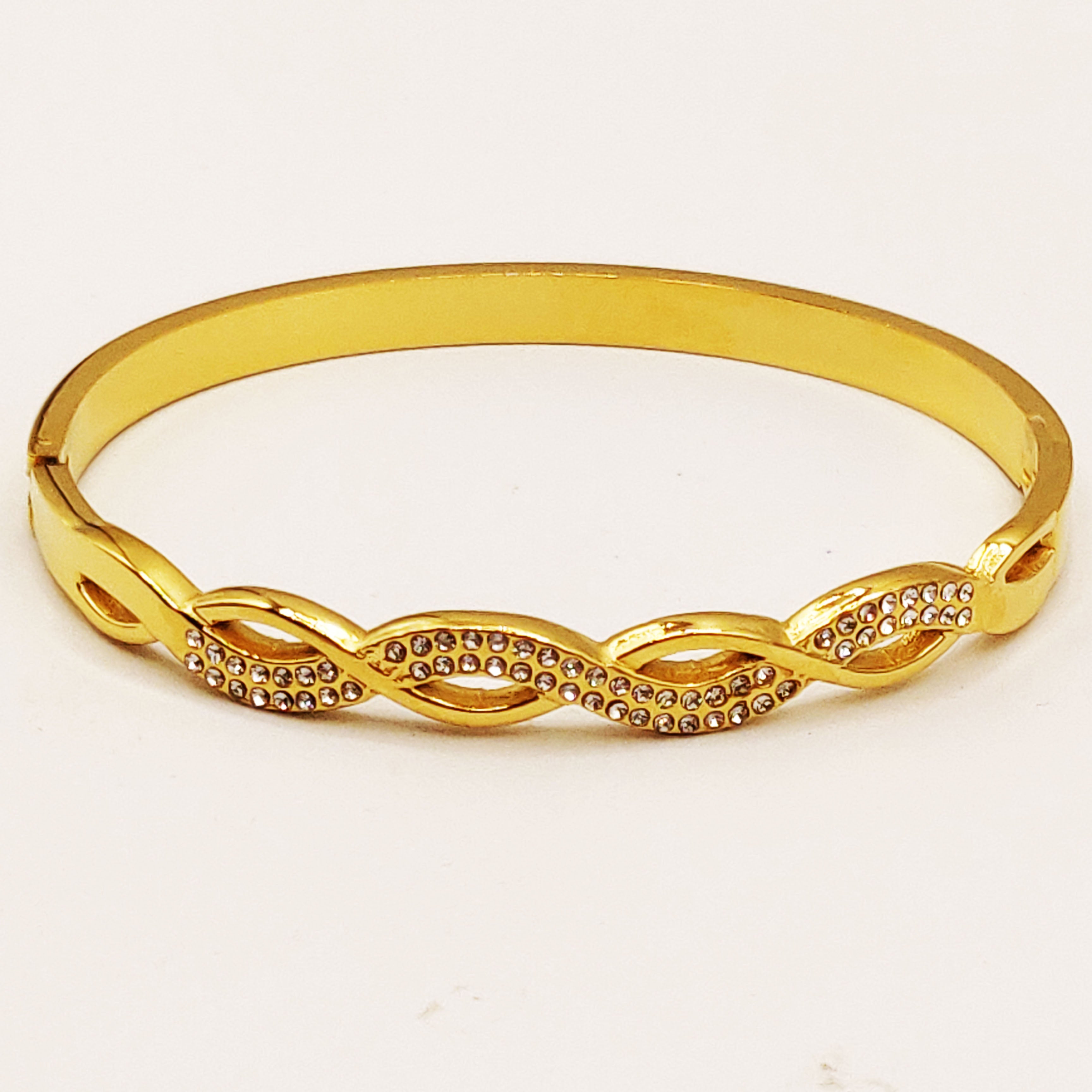 Bracelet Rigide Torsade Ligne Cristaux Luxe