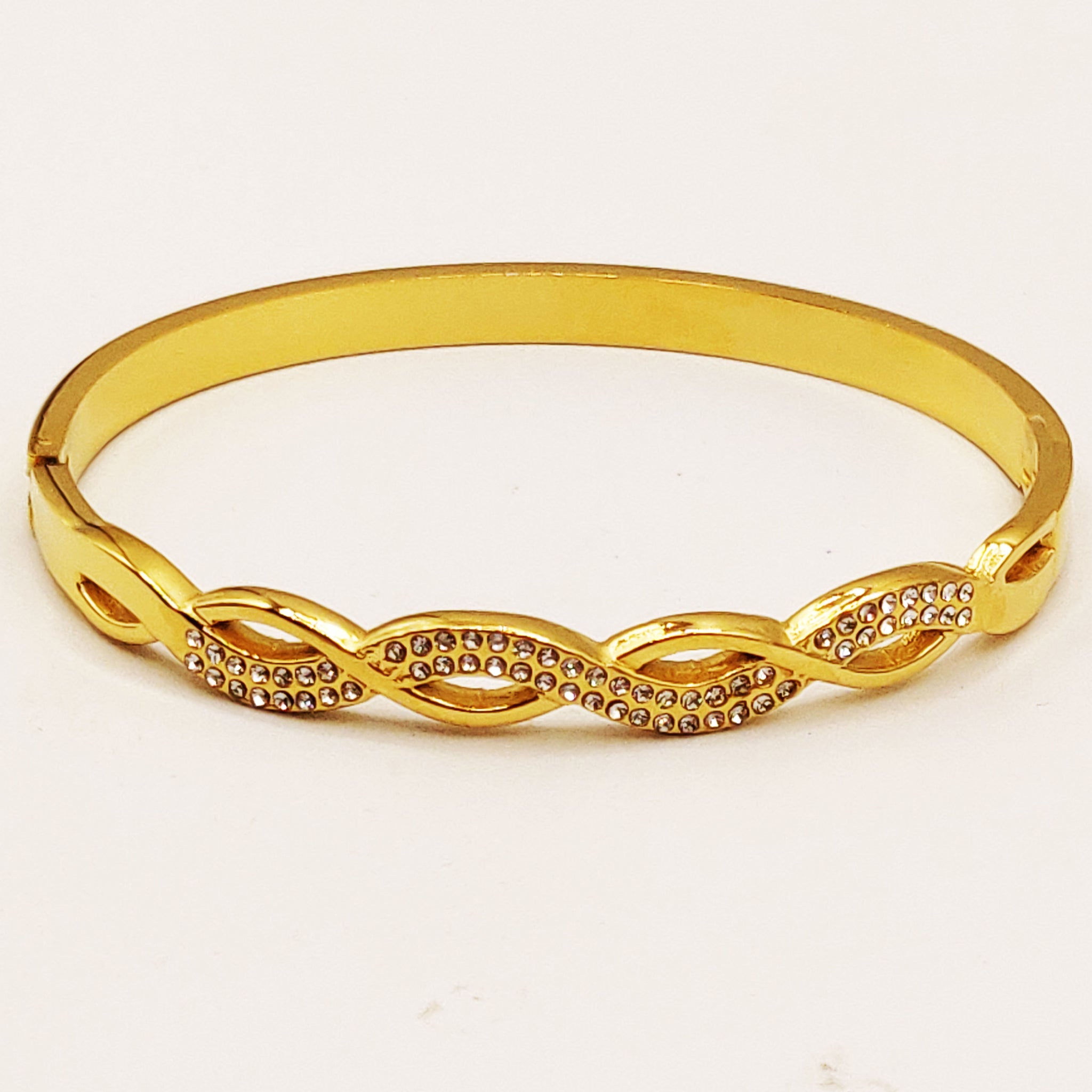Bracelet Rigide Torsade Ligne Cristaux Luxe