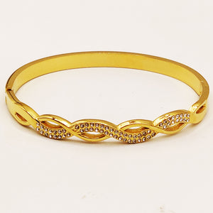 Bracelet Rigide Torsade Ligne Cristaux Luxe