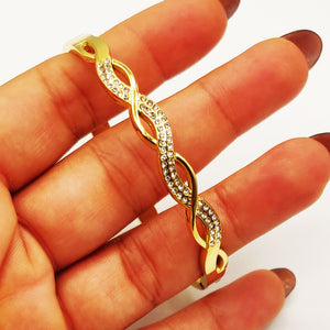 Bracelet Rigide Torsade Ligne Cristaux Luxe