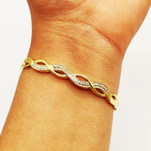 Bracelet Rigide Torsade Ligne Cristaux Luxe