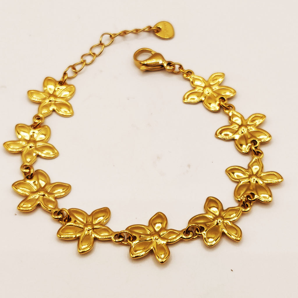 Bracelet Multi Fleurs Dorées Luxe