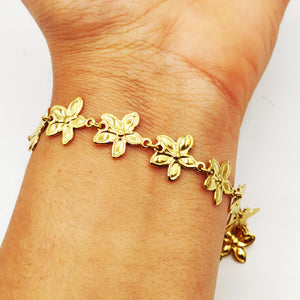 Bracelet Multi Fleurs Dorées Luxe