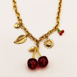 Collier Bibelots Cerises Translucides Luxe