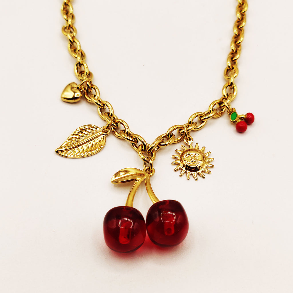 Collier Bibelots Cerises Translucides Luxe