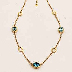 Collier Cristaux Ovales Bleus Ciel