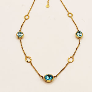 Collier Cristaux Ovales Bleus Ciel