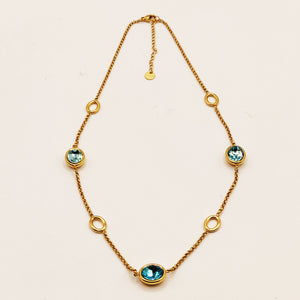 Collier Cristaux Ovales Bleus Ciel