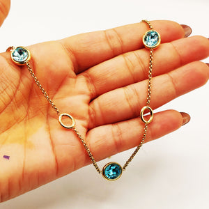 Collier Cristaux Ovales Bleus Ciel