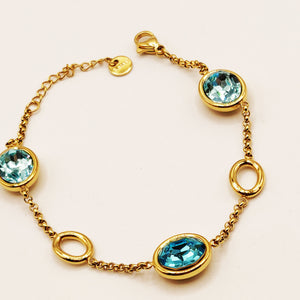 Bracelet Cristaux Ovales Bleus Ciel