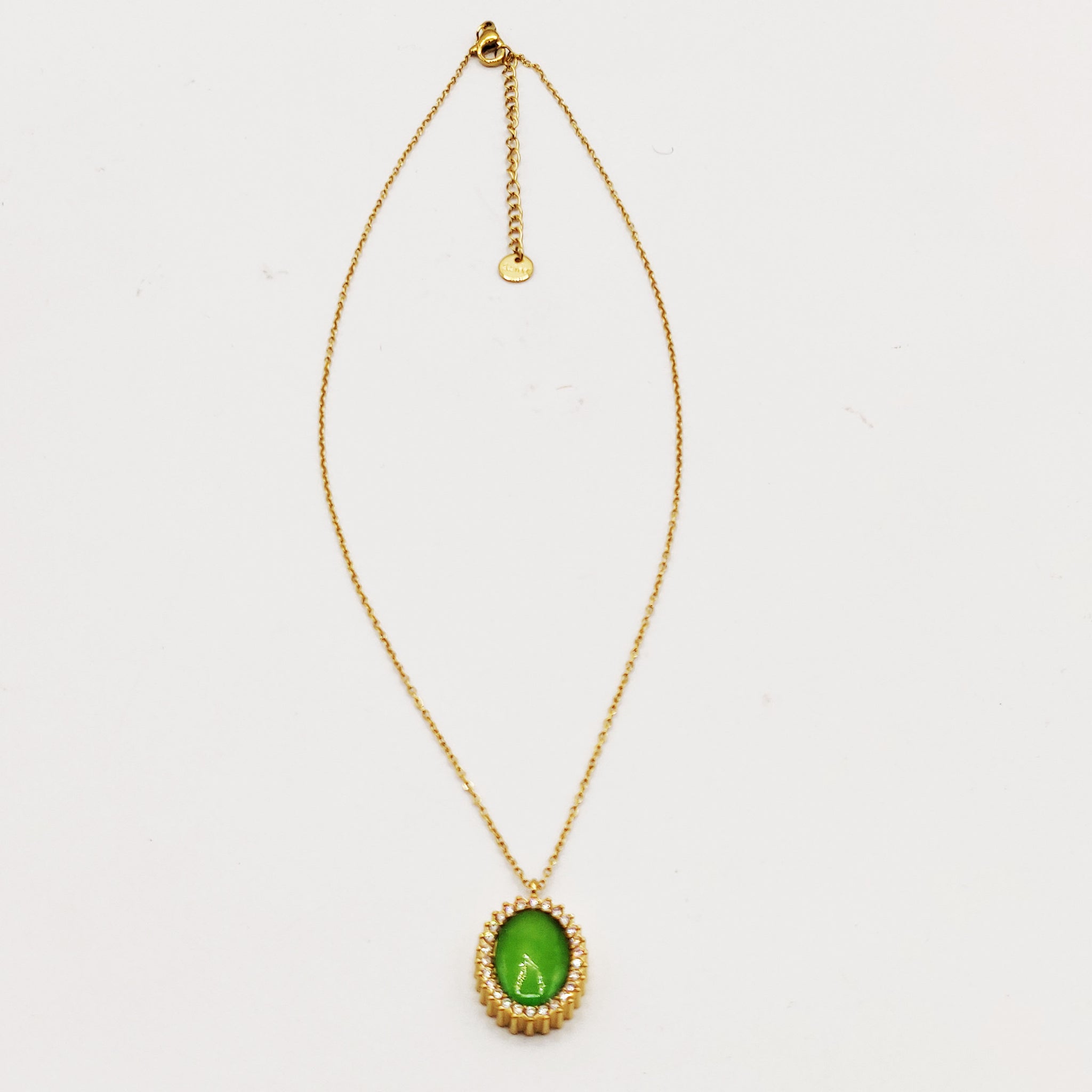Collier Soleil Vert Pomme Tour Cristaux