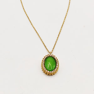 Collier Soleil Vert Pomme Tour Cristaux