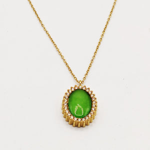 Collier Soleil Vert Pomme Tour Cristaux