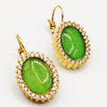 Boucles d'oreilles Soleil Vert Pomme Tour Cristaux