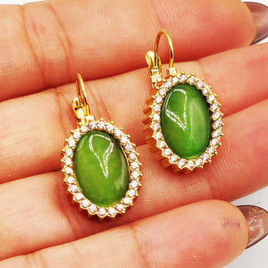 Boucles d'oreilles Soleil Vert Pomme Tour Cristaux