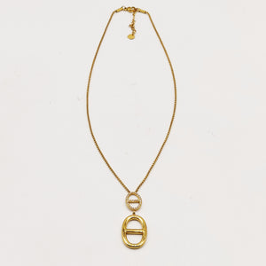 Collier Double Pendentifs H Luxe Cristaux et Doré