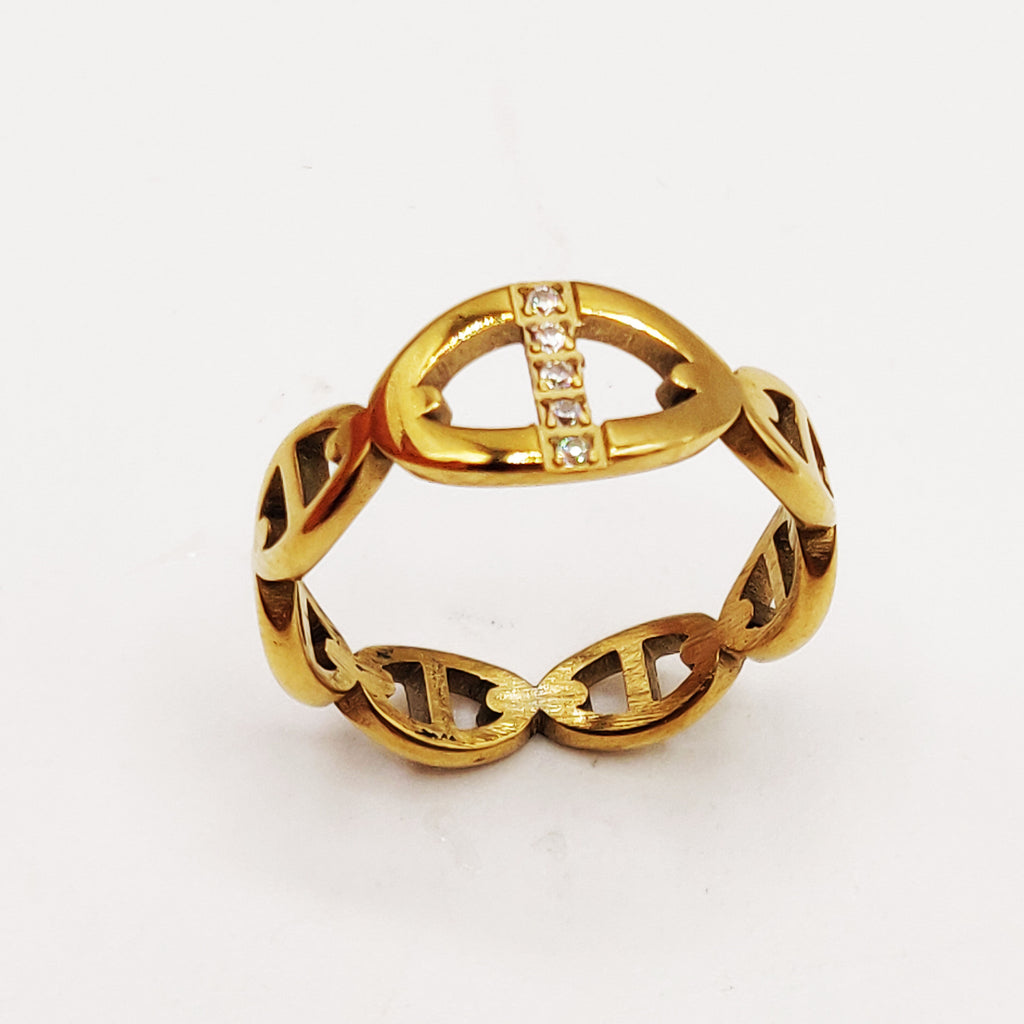 Bague Tour H Luxe Ligne Cristaux